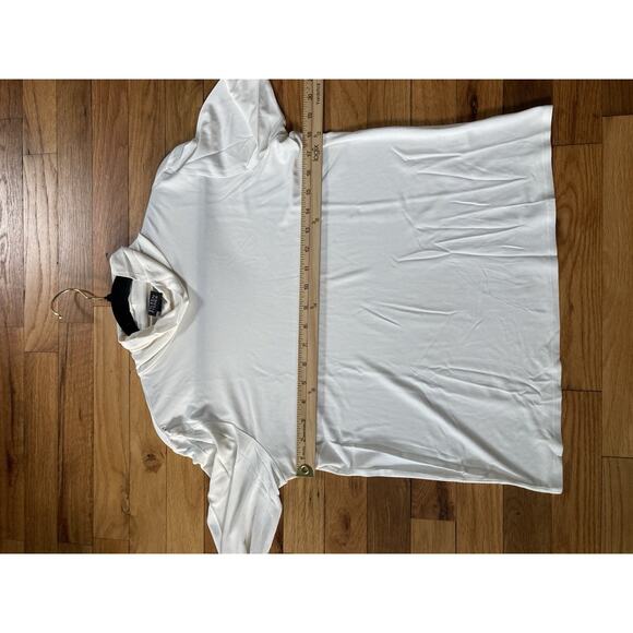 Eileen Fisher Stretch Silk Jersey Scrunch Neck Top Turtleneck Cream Small - Picture 10 of 11